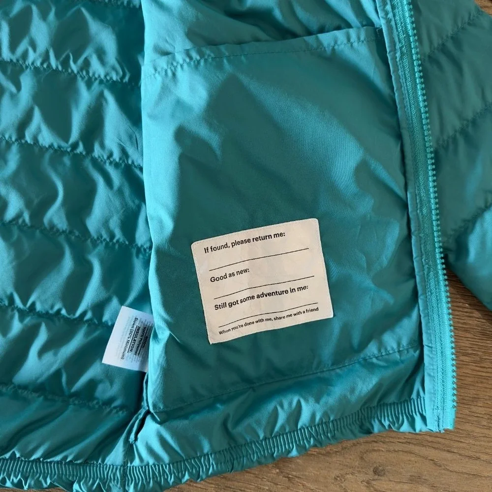 REI Co-op 650 Down Puffer Jacket Kids Small Teal Full Zip Packable Lightweight
